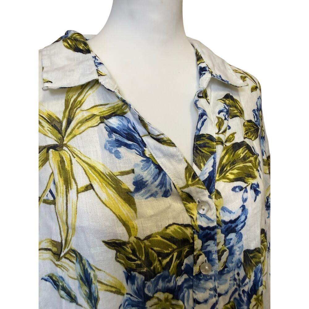 Joie 100% LINEN button up tropical print shirt womens 3x - Picture 7 of 7